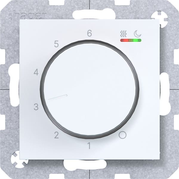 HAGER - A.x/C.x Temp.regler 230V/16A, Heizen/Kühlen, lichtweiß glänzend