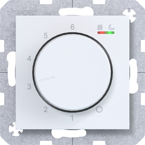 HAGER - A.x/C.x Temp.regler 230V/16A, Heizen/Kühlen, lichtweiß matt