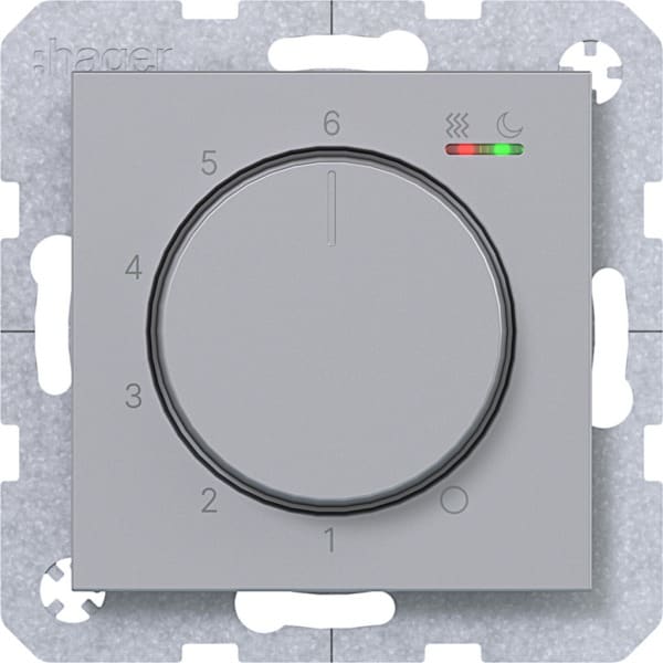 HAGER - A.x/C.x Temp.regler 230V/15W, Heizen/Kühlen, titan matt, lack.