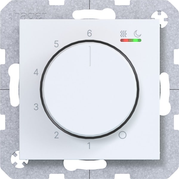 HAGER - A.x/C.x Temp.regler 230V/15W, Heizen/Kühlen, lichtweiß matt