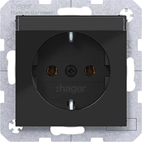 HAGER - A.x/C.x SSD mit Beschriftungsfeld nachtschwarz glänzend