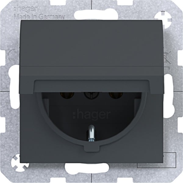 HAGER - A.x/C.x SSD mit Klappdeckel selbstschl., anthrazit matt, lack.