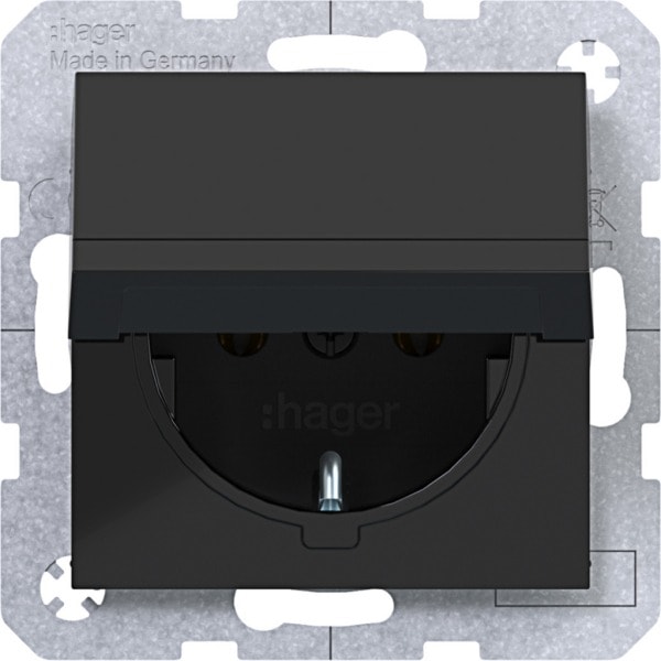 HAGER - A.x/C.x SSD mit Klappdeckel selbstschl., nachtschwarz glänzend