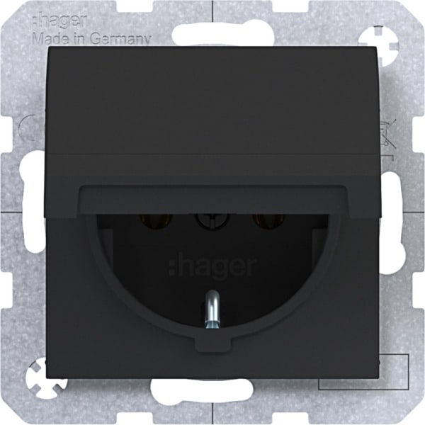 HAGER - A.x/C.x SSD mit Klappdeckel selbstschl., nachtschwarz matt