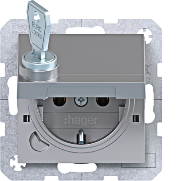 HAGER - A.x/C.x SSD mit Klappdeckel arretierend, Schloss, titan matt, lack.