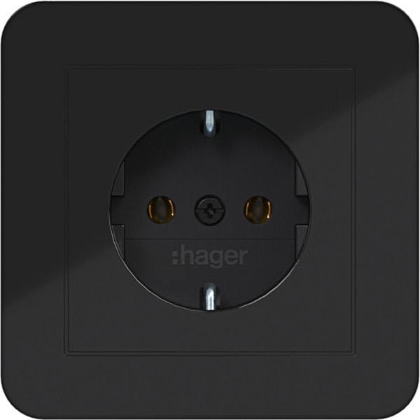 HAGER - C.1 SSD mit voller Abdeckplatte nachtschwarz glänzend