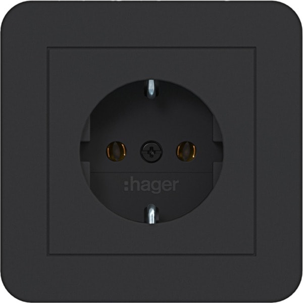 HAGER - C.1 SSD mit voller Abdeckplatte nachtschwarz matt