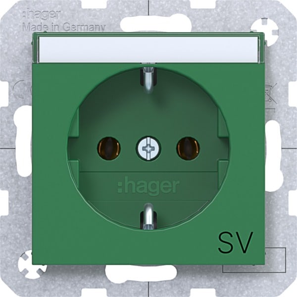 HAGER - A.x/C.x SSD mit Aufdruck SV, Beschr.feld, grün glänzend