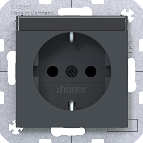 HAGER - A.x/C.x SSD mit erh. Ber.schutz Beschr.feld, anthrazit matt, lack.