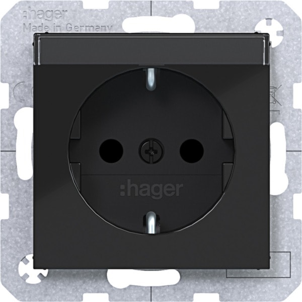 HAGER - A.x/C.x SSD mit erh. Ber.schutz Beschr.feld, nachtschwarz glänzend