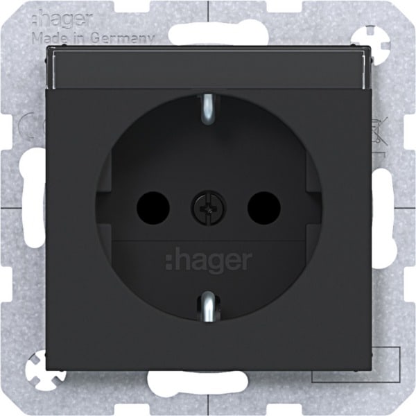 HAGER - A.x/C.x SSD mit eerh. Ber.schutz Beschr.feld, nachtschwarz matt