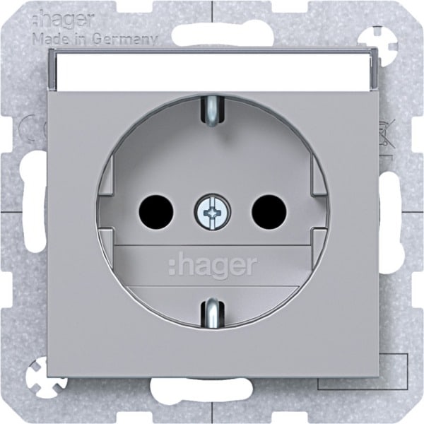 HAGER - A.x/C.x SSD mit erh. Ber.schutz Beschr.feld, tittan matt, lack.