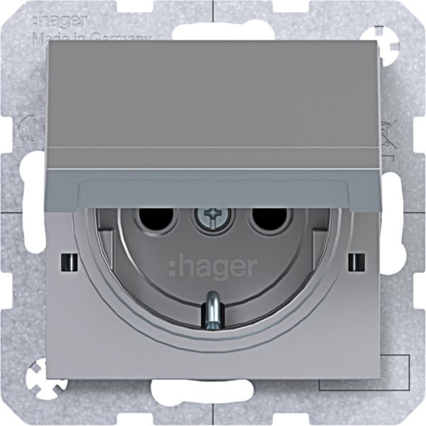 HAGER - A.x/C.x SSD mit Klappd. arret. erh. Ber.schutz, titan matt, lack.