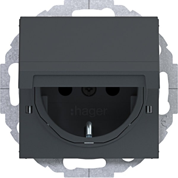 HAGER - A.x/C.x SSD 45° m. Klappd. arret. erh. Ber.schutz, anthrazit matt, lack.