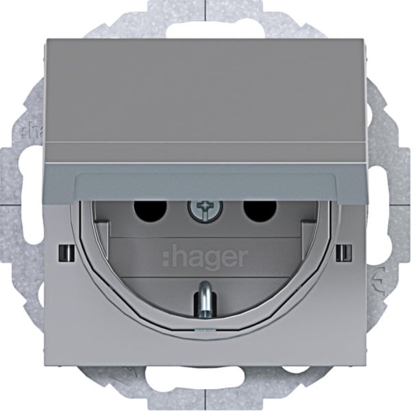 HAGER - A.x/C.x SSD 45° m. Klappd. arret. erh. Ber.schutz, titan matt, lack.