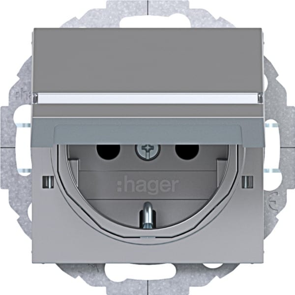 HAGER - A.x/C.x SSD 45° m. Klappd. arret. erh. Ber.schutz, BSF, titan matt, lack.