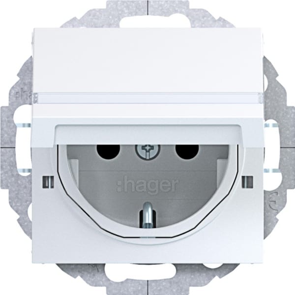 HAGER - A.x/C.x SSD 45° m. Klappd. arret. erh. Ber.schutz, BSF, lichtweiß glänzend