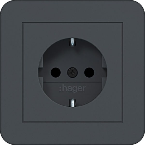 HAGER - C.1 SSD mit voller Abdeckplatte erh. Ber.schutz, anthrazit matt, lack.