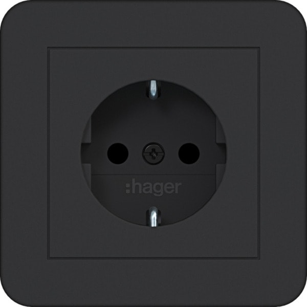 HAGER - C.1 SSD mit voller Abdeckplatte erh. Ber.schutz, nachtschwarz matt