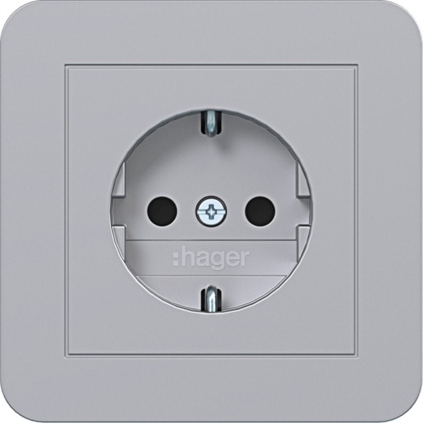 HAGER - C.1 SSD mit voller Abdeckplatte erh. Ber.schutz, titan matt, lack.