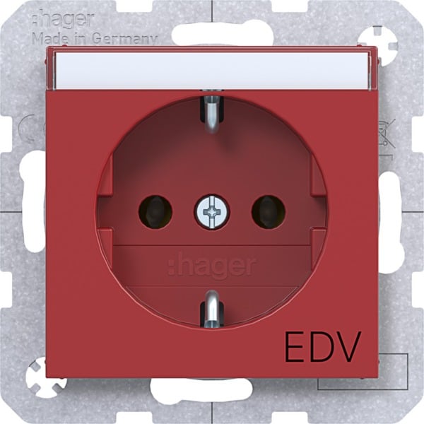 HAGER - A.x/C.x SSD mit Aufdruck EDV, erh. Ber.schutz, rot glänzend