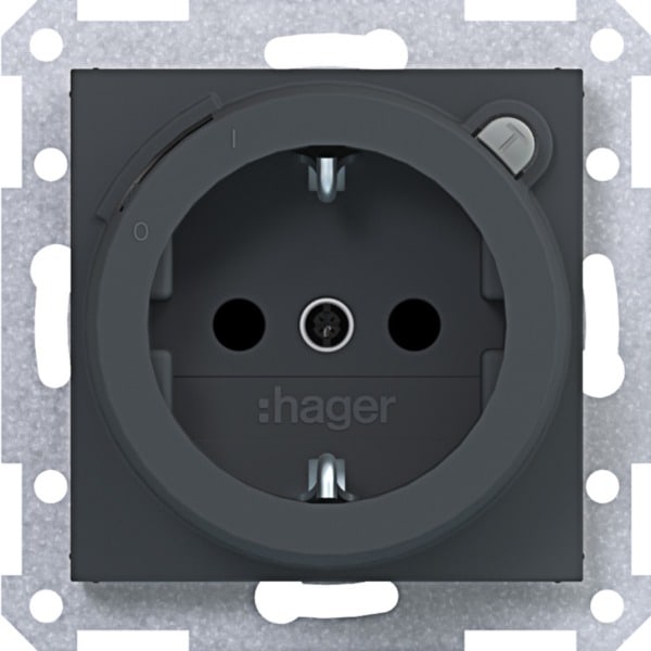 HAGER - A.x/C.x SSD mit FI-Schutzschalter erh. Ber.schutz, anthrazit matt, lack.