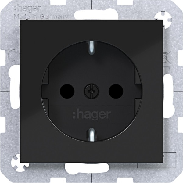 HAGER - A.x/C.x SSD mit erh. Ber.schutz Schraub-Liftkl., nachtschwarz glänzend