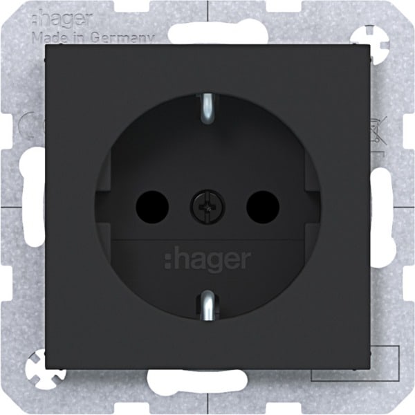 HAGER - A.x/C.x SSD mit erh. Ber.schutz Schraub-Liftkl., nachtschwarz matt
