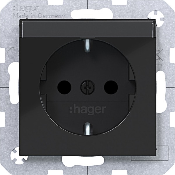 HAGER - A.x/C.x SSD mit erh. Ber.schutz BSF, Schraub-Liftkl., nachtschwarz gl.