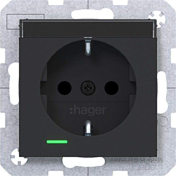 HAGER - A.x/C.x SSD m. Kont.-LED, Beschr. erh. Ber.schutz., Liftk., n.schwarz. m.