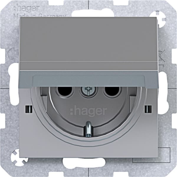 HAGER - A.x/C.x SSD mit Klappd. arret. erh. Ber.schutz, titan matt, Lackiert