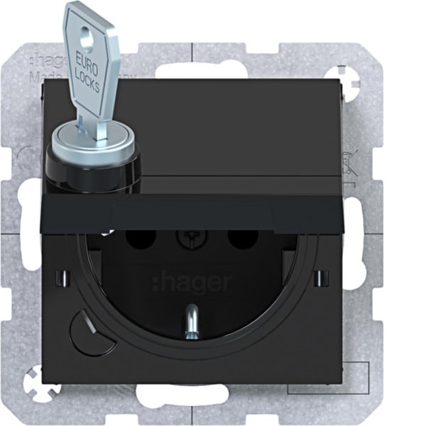 HAGER - A.x/C.x SSD m Klappd. arret. Schl erh. Ber.schutz, Liftk., n.schwarz gl.