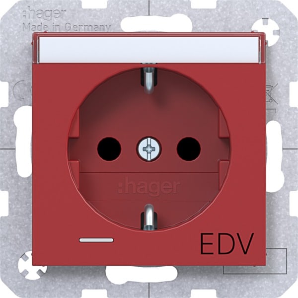 HAGER - A.x/C.x SSD m. Kont.-LED, Beschr. EDV, erh. Ber.schutz, Liftkl., rot gl.