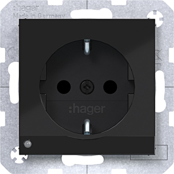 HAGER - A.x/C.x SSD LED-Orientierungsl. erh. Ber.schutz, Liftkl., n.schwarz gl.