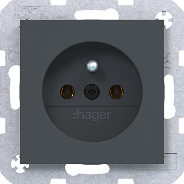 HAGER - A.x/C.x SD mit Schutzkontaktstift anthrazit matt, lack.