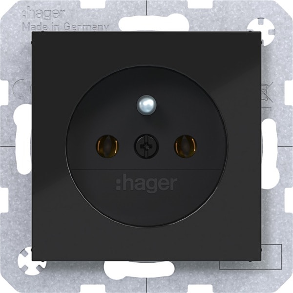 HAGER - A.x/C.x SD mit Schutzkontaktstift nachtschwarz glänzend