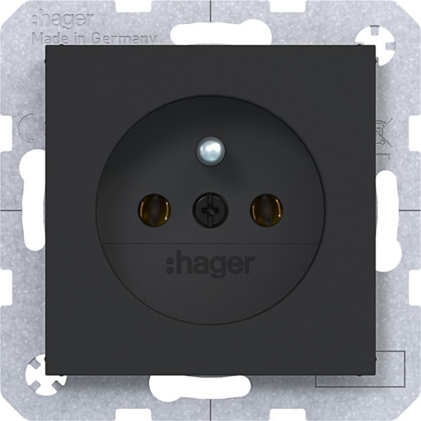 HAGER - A.x/C.x SD mit Schutzkontaktstift nachtschwarz matt