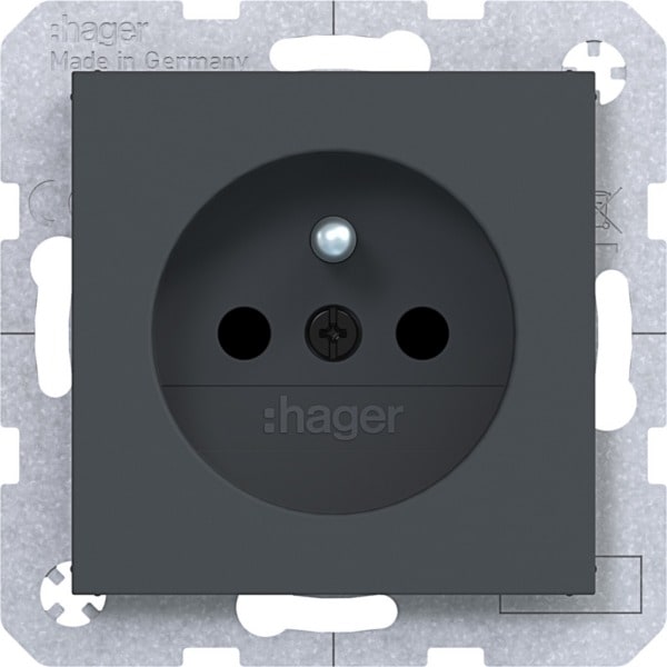 HAGER - A.x/C.x SD mit Schutzkontaktstift anthrazit matt, lack.