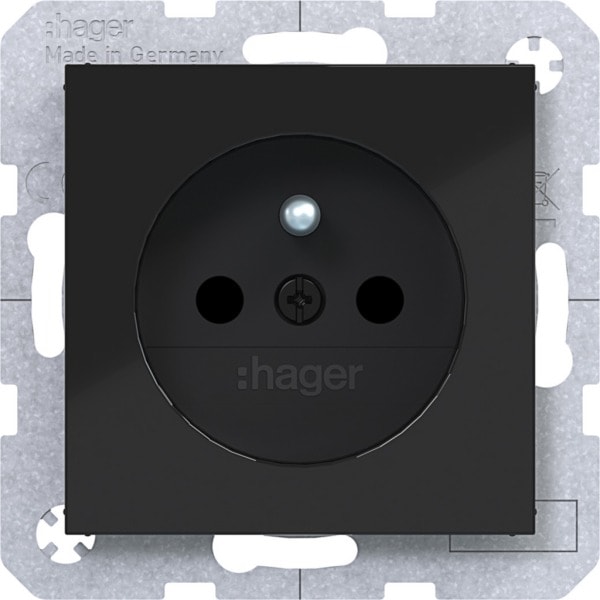 HAGER - A.x/C.x SD mit Schutzkontaktstift nachtschwarz glänzend