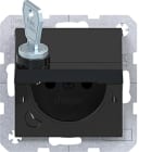 HAGER - A.x/C.x SD Klapp arret Schuko-sti erh. Ber.schutz, Schloss, n.schwarz gl.