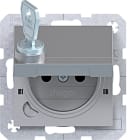 HAGER - A.x/C.x SD Klapp arret Schuko-sti erh. Ber.schutz, Schloss, titan m. lack.