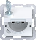 HAGER - A.x/C.x SD Klapp arret Schuko-sti erh. Ber.schutz, Schloss, lichtweiß gl.