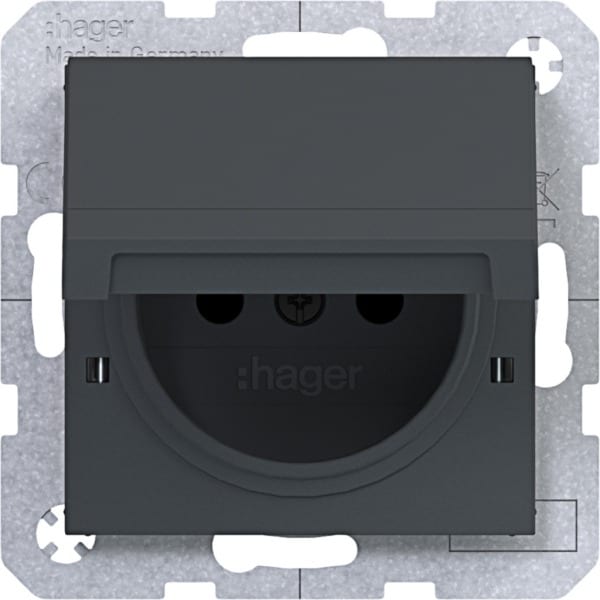 HAGER - A.x/C.x SD Klapp arret Schuko-sti erh. Ber.schutz, Liftkl. anthr. m. lack.