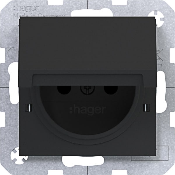 HAGER - A.x/C.x SD Klapp arret Schuko-sti erh. Ber.schutz, Liftkl., n.schwarz m.