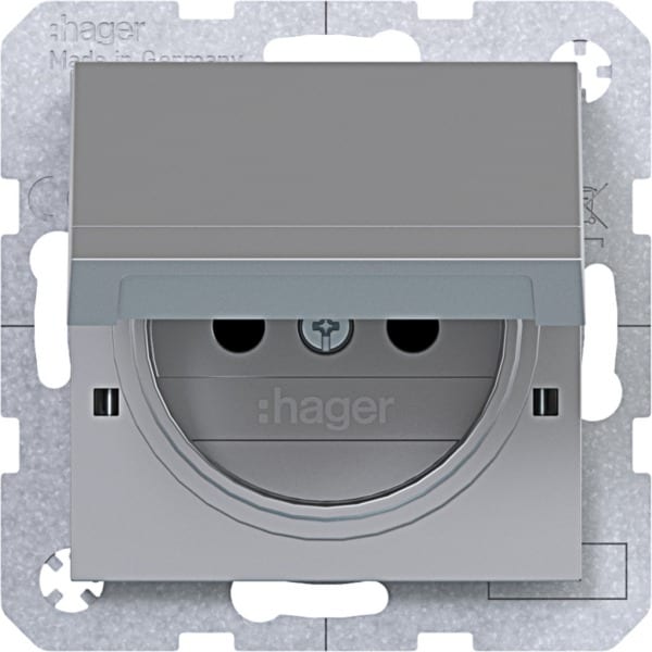 HAGER - A.x/C.x SD Klapp arret Schuko-sti erh. Ber.schutz, Liftkl., titan m. lack.