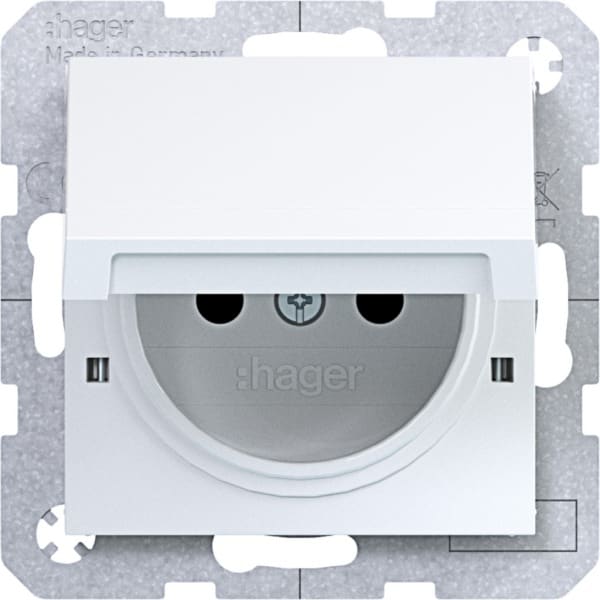 HAGER - A.x/C.x SD Klapp arret Schuko-sti erh. Ber.schutz, Liftkl., lichtweiß gl.