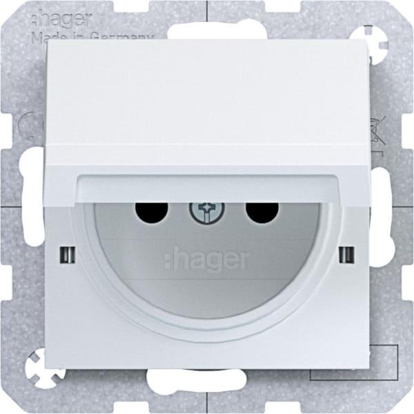 HAGER - A.x/C.x SD Klapp arret Schuko-sti erh. Ber.schutz, Liftkl., lichtweiß matt