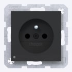 HAGER - A.x/C.x SD m. Schuko-sti. Or. LED erh. Ber.schutz, Liftkl., t.schwarz m.