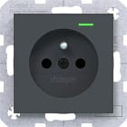 HAGER - A.x/C.x SD, Schuko-sti. Kont. LED erh. Ber.schutz, Liftkl. anthr. m. lack.