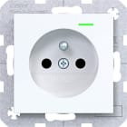 HAGER - A.x/C.x SD, Schuko-sti. Kont. LED erh. Ber.schutz, Liftkl., l.weiß gl.